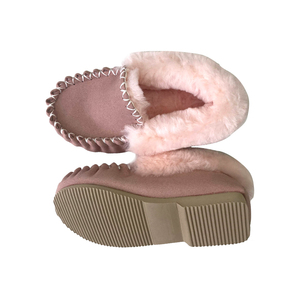 Cuir véritable Laine Femmes Chaussures Plates Mérinos Shearling Mocassins Casual Loafers EVA Plus Size Fur Winter Shoes rose Boots - Product Image 4