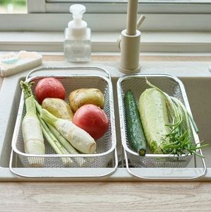Nuevo producto, cesta cuadrada de malla para frutas y verduras con mango de acero inoxidable escalable que se puede <span class=keywords><strong>colgar</strong></span> en el lado del fregadero - Product Image 3