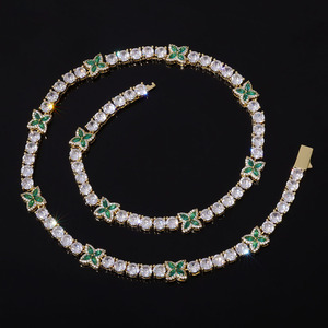 Tarnish Free Hip Hop 5mm Zircon Tennis <b>Chain</b> Four Leaf Necklace Women Simple High Quality Zircon Jewelry Set - Product Image 1