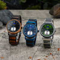 Montre en bois BOBO BIRD pour homme, mécanique, plongeur, luxe, affaires, cadran à aiguilles, phase lunaire, boîte cadeau gravée personnalisée