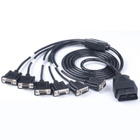 Cable Conector DB9 a OBD Macho con Gateway de Fibra Óptica, 6 Puertos Serie DB9 Hembra RS232, Herramienta de Diagnóstico Automotriz