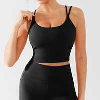 Soutien-gorge de sport Vractive respirant et écologique à bretelles croisées torsadées, avec coussinets amovibles, maintien moyen, dos nu, décolleté en U, pour yoga et fitness
