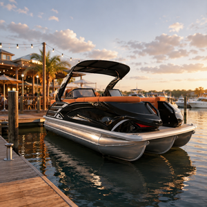 <span class=keywords><strong>Bateau</strong></span> ponton <span class=keywords><strong>de</strong></span> pêche en aluminium CE ISO 22 pieds, 12 personnes, 200 CV hors-bord, échelle <span class=keywords><strong>de</strong></span> bain, remorque <span class=keywords><strong>moteur</strong></span> en option, familial en haute mer - Product Image 3