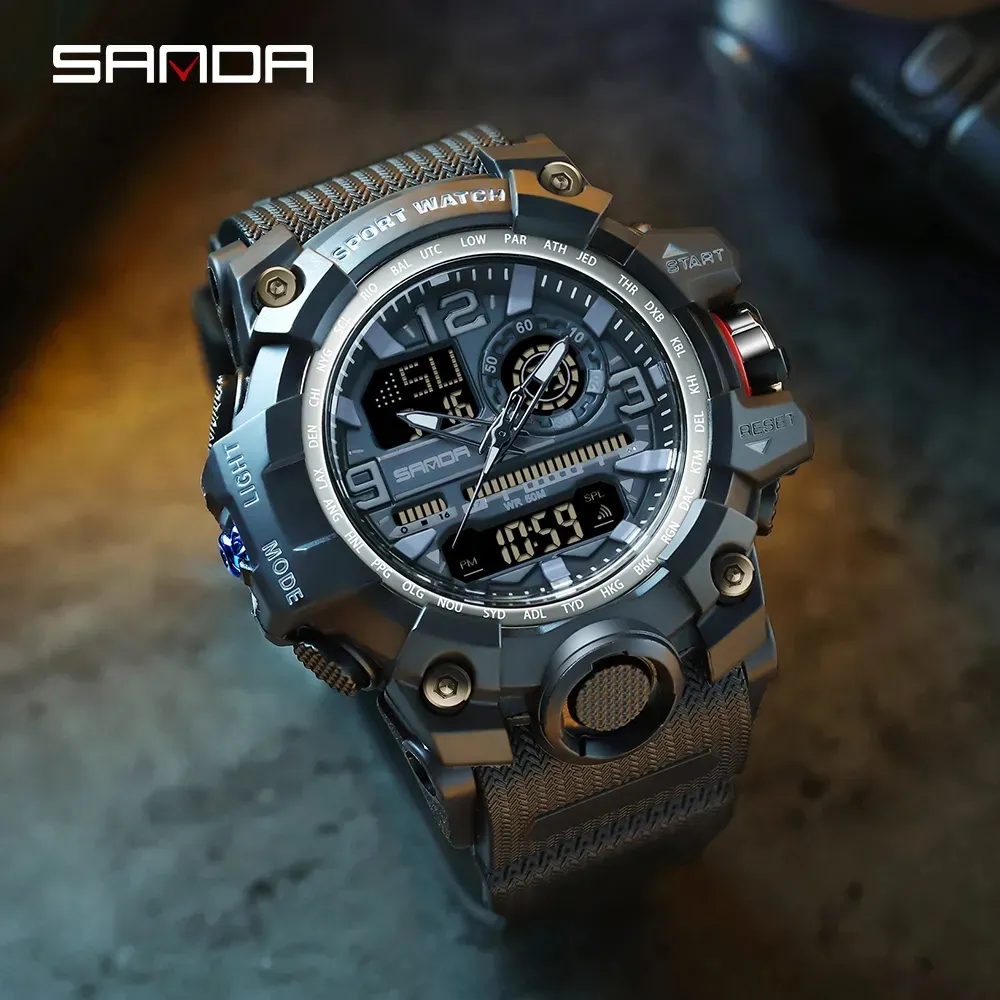 SANDA 2023 G Style New Men's Watches 50M Waterproof Shock Sports Quartz Watch For Male Digital Wristwatch