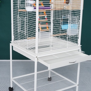 Cage à oiseaux élégante en fer doré avec plateau en plastique, support mobile, loquets verrouillables, design spacieux pour oiseaux de compagnie, décoration intérieure - Product Image 6