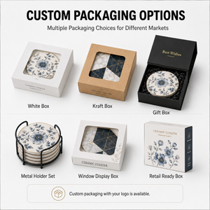 Custom Sublimation Ceramic <strong>Coasters</strong> Absorbent Performance Ceramic Stone <strong>Coaster</strong> <strong>Set</strong> With Cork Backing Pads - Product Image 5