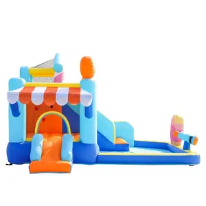 Doutor golfinho inflável bounce casa com slide splash no divertimento com uma corrediça de água inflável