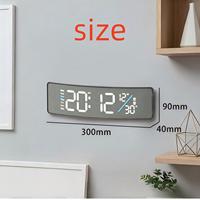 Termometer Alarm Digital LED Multifungsi Gantung Lengkung Dekoratif Motif Kayu Baru Kalender Abadi Fase Bulan Modern OEM