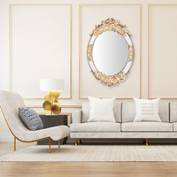 Échantillons gratuits grand décor de haute qualité bricolage carreaux de miroir décoratifs ovales européen antique mural panneau d'art miroir pour la maison