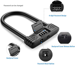 Cadenas à code spécial en <span class=keywords><strong>caoutchouc</strong></span> résistant, cadenas numérique <span class=keywords><strong>pour</strong></span> vélo de montagne, sécurité lourde, cadenas en U <span class=keywords><strong>pour</strong></span> vélo - Product Image 2