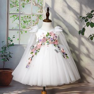 En Yeni Tasarım Çocuk Giysileri Yazlık Kolsuz Çiçek Aplikeli Tül Düğün Partisi Bebek Kız Elbiseleri - Product Image 3