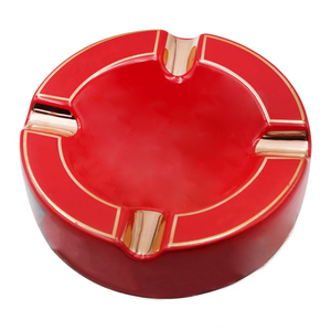 Cendrier en céramique de luxe avec bordure or rose, design à quatre fentes, parfait pour bar, salon, bureau, décoration, logo personnalisé disponible - Product Image 3