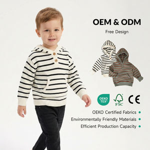 <span class=keywords><strong>Pull</strong></span> tricoté rayé à capuche pour nouveau-né, vêtements à manches longues pour enfants, vêtements tricotés pour tout-petits garçons et filles, OEM ODM - Product Image 1