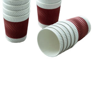 Tazas de papel blanco desechables para helados de fiesta con logotipo personalizado de grado alimenticio, <span class=keywords><strong>precio</strong></span> barato de 8 oz, taza de café de papel Kraft de doble pared con tapa - Product Image 4