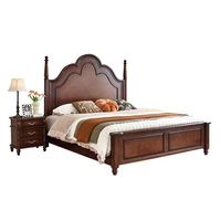 Style américain rétro colonne romaine lit double 1.8M grande taille lumière luxe antique chambre meubles lit en bois massif