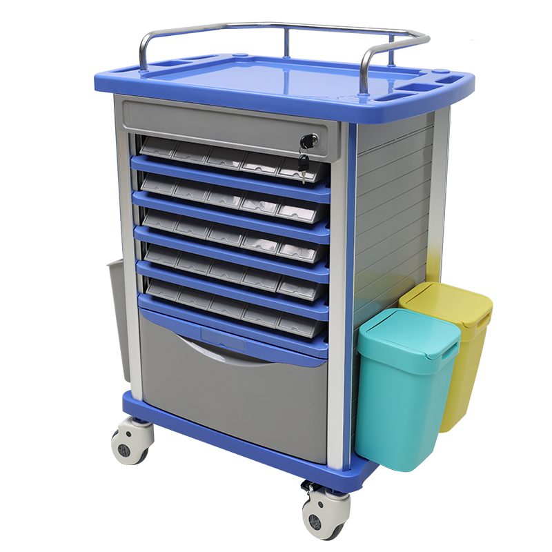 MN-DC001 ABS Plastic Medicine Trolley Treatment Cart Emergency Nursing Cart