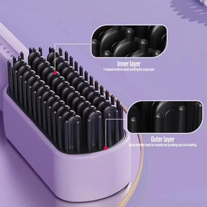 Lisseur de cheveux sans fil anti-brûlure à chargement Type-C 2025, brosse lissante portable sans fil avec ions négatifs - Product Image 2