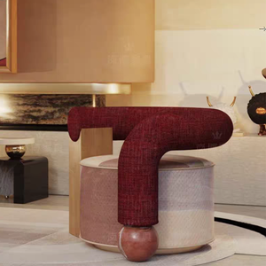 <span class=keywords><strong>Fauteuil</strong></span> rond en velours bordeaux de luxe moderne, pieds en forme de boule uniques, tissu <span class=keywords><strong>patchwork</strong></span>, <span class=keywords><strong>fauteuil</strong></span> lounge, design nordique, canapé club - Product Image 6