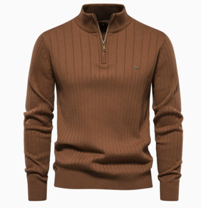 Men's Ribbed Half Zip Sweater <b>Pullover</b> Knitted <b>Jumper</b> Casual Winter Top - Product Image 3