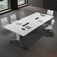Table de conférence moderne en bois massif - Conception pliable réglable pour la maison ou le bureau - Mobilier commercial multifonctionnel