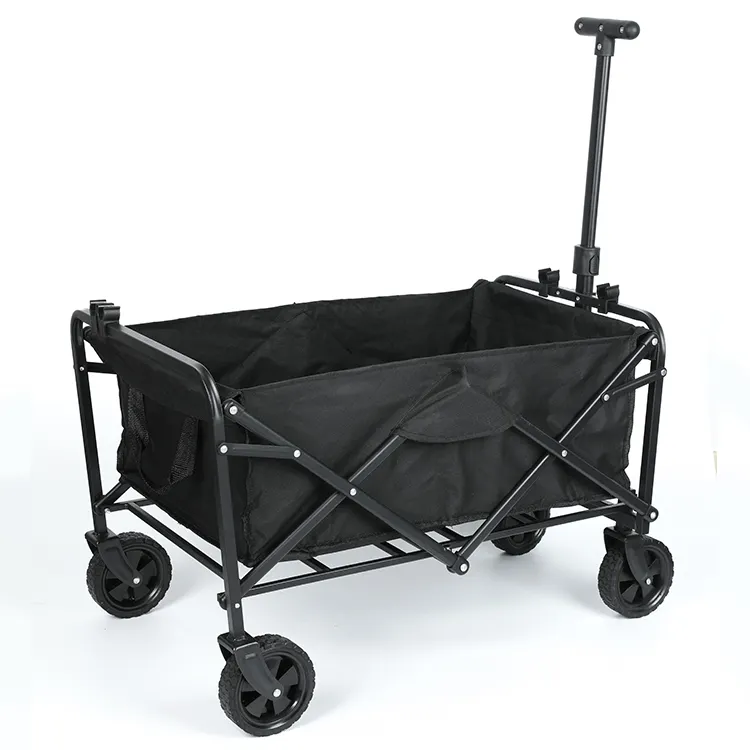 Portable Aluminium Garden Picnic Wagon Four-Wheel Folding Camping Cart with Handle for Outdoor Picnic & Travel Trail Carrying