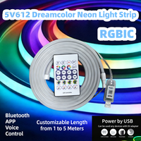 Светодиодная гибкая неоновая лента 5V612 с RGB-чипом и эффектом плавного перелива, 24-клавишное Bluetooth-управление голосом, комплект LED IP66