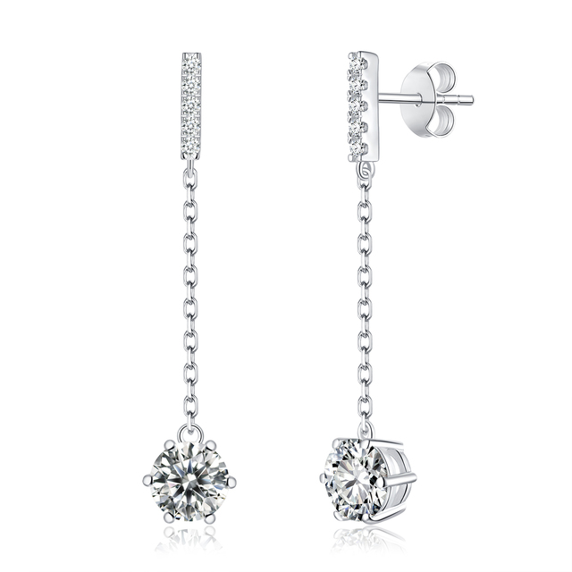 Sterling Silver 925 Drop Earrings 18k Gold Plated D VVS Brilliant Cut 6claw Setting Moissanite Gemstone Engagement Wedding