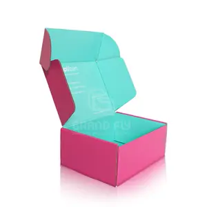 Caja de cartón corrugado con logotipo personalizado, embalaje de color morado, con logotipo personalizado