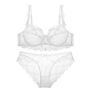 Conjunto de sujetador y bragas transparentes ultrafinos de encaje Sexy, conjunto de ropa interior de talla grande, lencería para mujer, sujetadores a B C D E Cup 95C 95D - Product Image 3