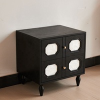 Chevets de chambre à coucher français, chevet moderne noir, créatif, trèfle à quatre feuilles, adapté aux appartements, deux tiroirs, table de chevet en bois