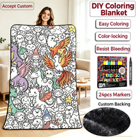 Couverture à colorier personnalisable pour adultes et enfants, lavable, anti-décoloration, en polaire peluche, thème Noël, à faire soi-même avec marqueurs