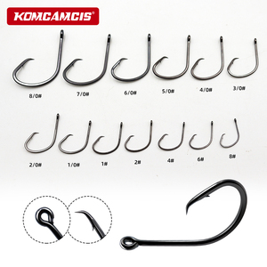 OEM 8 # -8/0 #   Hameçon circulaire en acier à haute teneur en carbone, type bec d'aigle, chromé noir, avec bande épaissie, pour eau douce et eau salée, pour la pêche au bar et au poisson-chat - Product Image 5