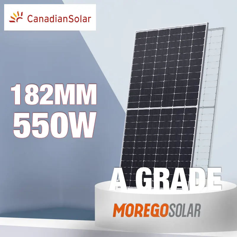 캐나다 태양 전지 패널 가격 540W 545W 550W 모노 하프 셀 태양 전지 패널 이중 유리 태양 전지 모듈 Moregosolar