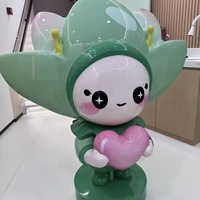 Patung Resin Karakter Bunga Kartun Lucu, Patung Boneka Bunga Kawaii untuk Hiasan Lanskap Mal, Taman, dan Taman Kanak-Kanak