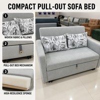 Canapé-lit compact pliable en tissu et acier, style nordique minimaliste, écologique et durable, idéal pour petit appartement, prix usine