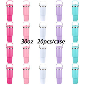 Gobelet isotherme à double paroi en acier inoxydable de 30 oz avec poignée, anti-fuite, sans BPA, finition mate, sublimation, expédié depuis l'entrepôt américain - Product Image 2