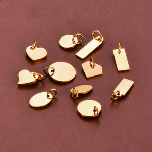 Bán Buôn Tự Làm Đồ Trang Sức Làm Thép Không Gỉ Mạ Vàng Khắc Trống Hình Học Trái Tim Mặt Dây Chuyền Thương Hiệu Logo Tùy Chỉnh Đồ Trang Sức Thẻ - Product Image 3