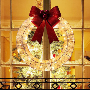 LED Lumière chaude Grands arcs Décorations de Noël Porte suspendue Couronnes de Noël en gros