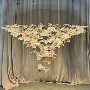 맞춤형 디자이너 미래 지향적 인 대형 계단 장식 호텔 조명 예술적 무라노 유리 깃털 LED 교수형 샹들리에 - Product Image 4