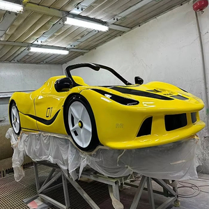 Patung mobil ukuran hidup, patung patung olahraga mobil simulasi besar kartun kuning halaman Resin serat kaca ukuran hidup luar ruangan - Product Image 1