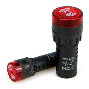 AD16-16SM 16 /22mm Buzzer de Aviso Piscando LED Vermelho Indicador De Alarme De Som Intermitente 12V 24V 110V AD16-22SM