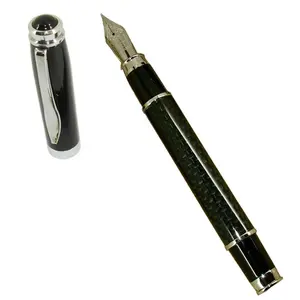 Luxe Carbon Fiber Vulpen Vloeibare Inkt Pennen Met Pomp Cartridge Kantoor Business Voor Vaderdag Cadeau School Briefpapier