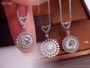 Collar con colgante de girasol, Color dorado y blanco de 18K, forma de flor del Sol Central, gia0.30 CT - Product Image 6