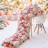 Chemin de table floral moderne en soie artificielle 100 cm, rangée de fleurs personnalisée pour décoration de mariage de luxe