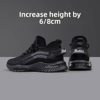 Chaussures rehaussantes noires 8cm 6cm à semelle épaisse, décontractées, respirantes en maille tricotée, unisexe, fourniture d'usine