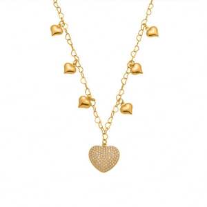 Collar Romántico con Colgante de Corazón de Circonio, Chapado en Oro de 14k y 18k, de Acero Inoxidable, Antideslustre, Estilo Dubái, para Novias - Product Image 5