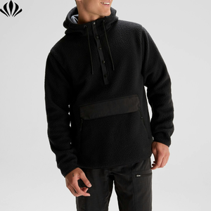 高品质男士1/<span class=keywords><strong>2</strong></span>纽扣重型连帽套头衫袋鼠口袋摇粒绒夹克 - Product Image 6