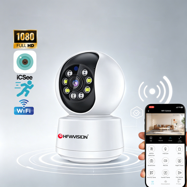Genuine 2MP 1080P WiFi PTZ Camera Real Full HD Home Security Camera with ICSee App Color Night Vision & Two-Way Audio