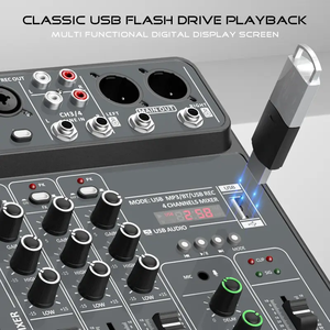 G4 <span class=keywords><strong>Mini</strong></span> 4-Kanal Professioneller Metall- & Kunststoff-Audiomixer <span class=keywords><strong>DJ</strong></span>-<span class=keywords><strong>Controller</strong></span> mit Geräuschunterdrückung USB für Bühneneinsatz - Product Image 6