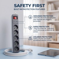 Multiprise industrielle à prise EU, 5 prises, courant nominal 16A, protection contre les surtensions, ports USB, vente chaude